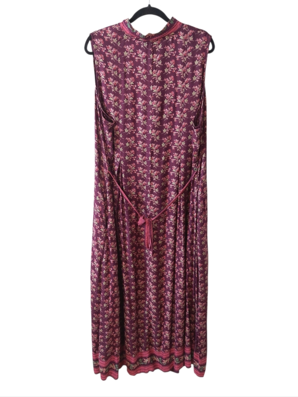 April Too Cornell Cottagecore Sleeveless Button Front Tie Back Floral Maxi Dress - Picture 3 of 9